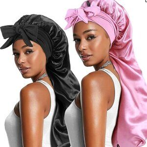 FORREAL BOUTIQUE SATIN BRAID BONNETS WITH TIE BAND 3PC SET